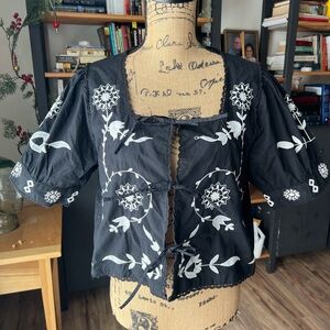 Embroidered Black Women's Top